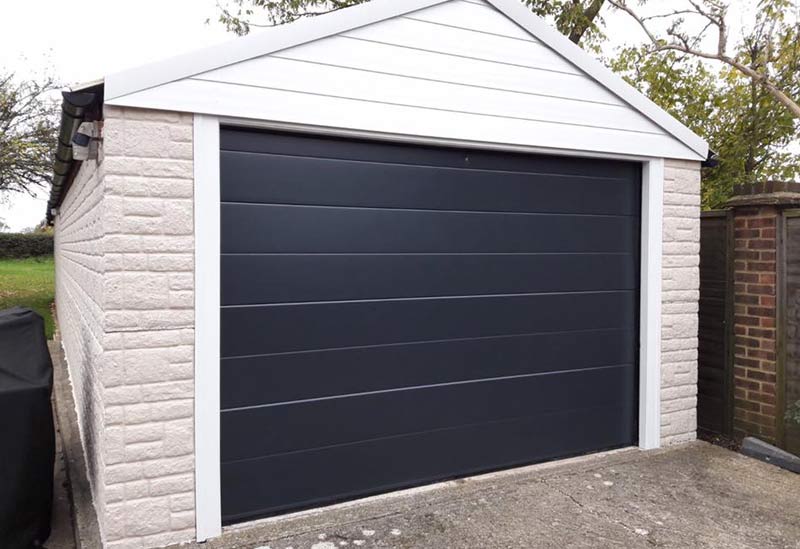 black sectional garage door